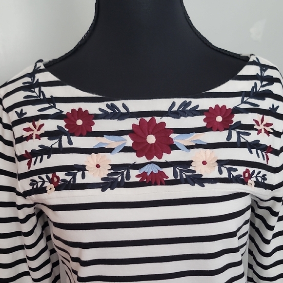 J. Crew Striped Top with Floral Embroidery - Picture 3 of 9
